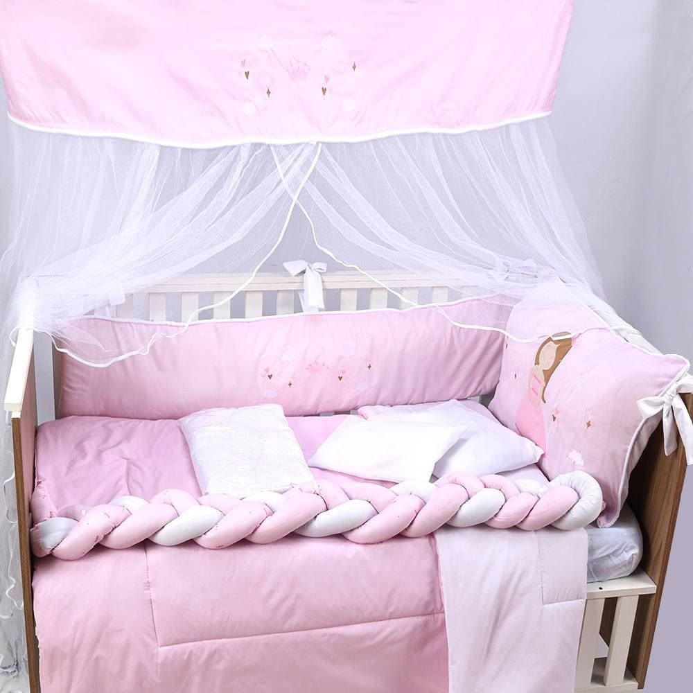 Kit Berço New Americano 9 Peças Yoyo Baby - Princesa Rosa