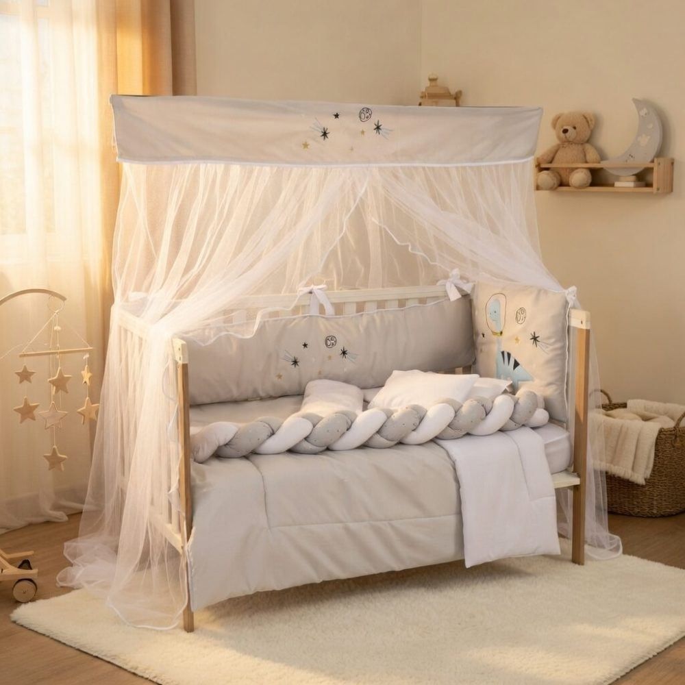 Kit Berço New Americano 9 Peças Yoyo Baby - Dinossauro Azul