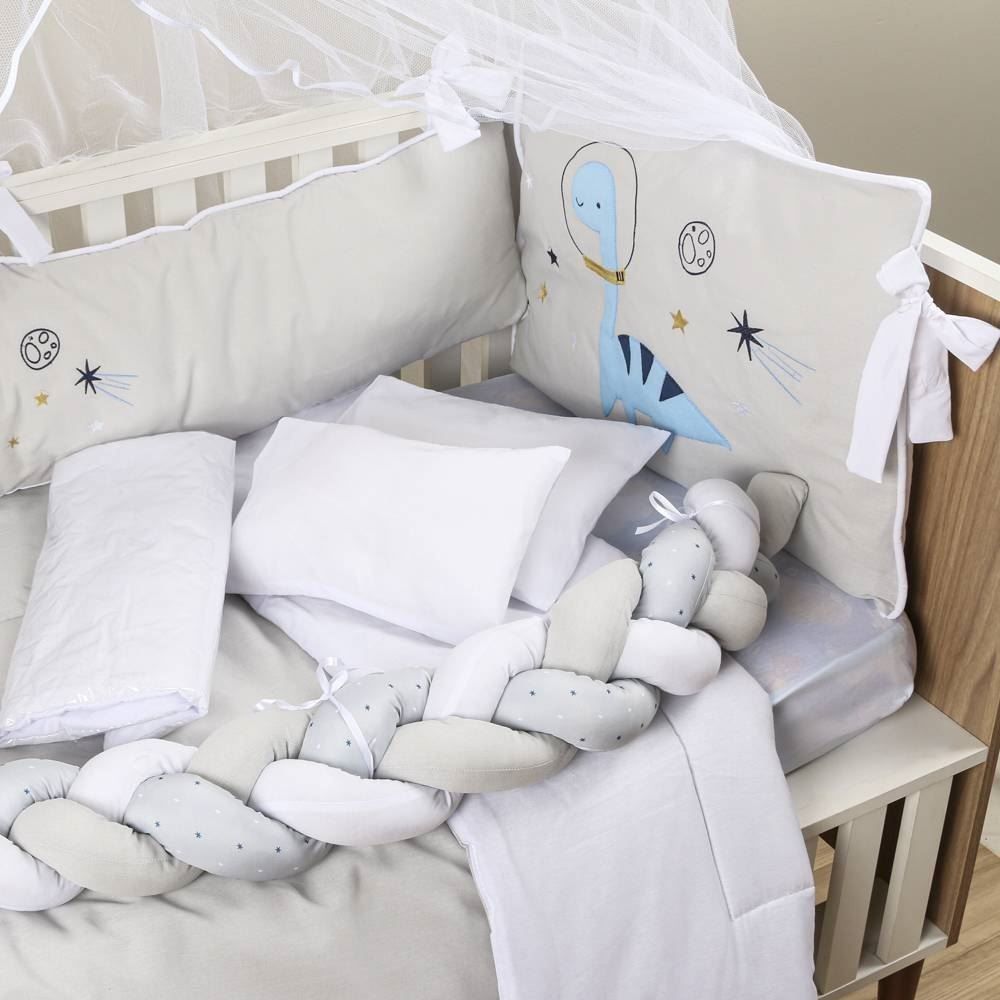 Kit Berço New Americano 9 Peças Yoyo Baby - Dinossauro Azul