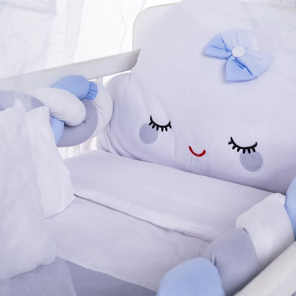 Kit Berço New Americano 9 Peças Yoyo Baby - Nuvem Azul Bebe