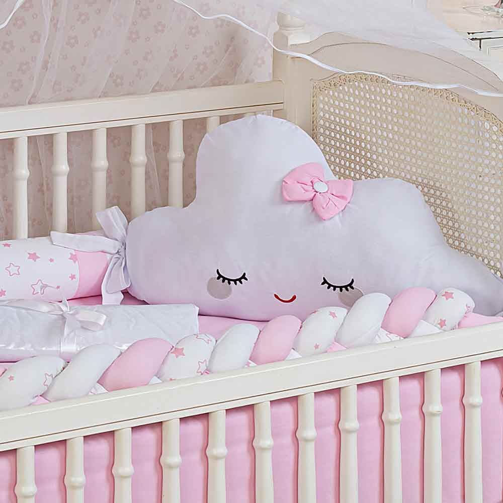 Kit Berço 9 Peças New Americano Yoyo Baby - Nuvem Estrelar Rosa