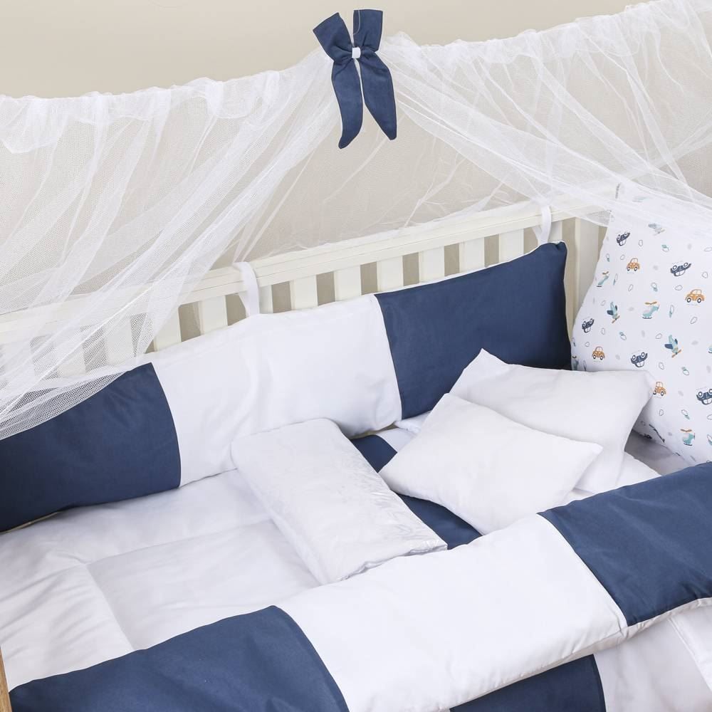 Kit Berço New Basic Yoyo Baby 9 Peças - Carros Azul