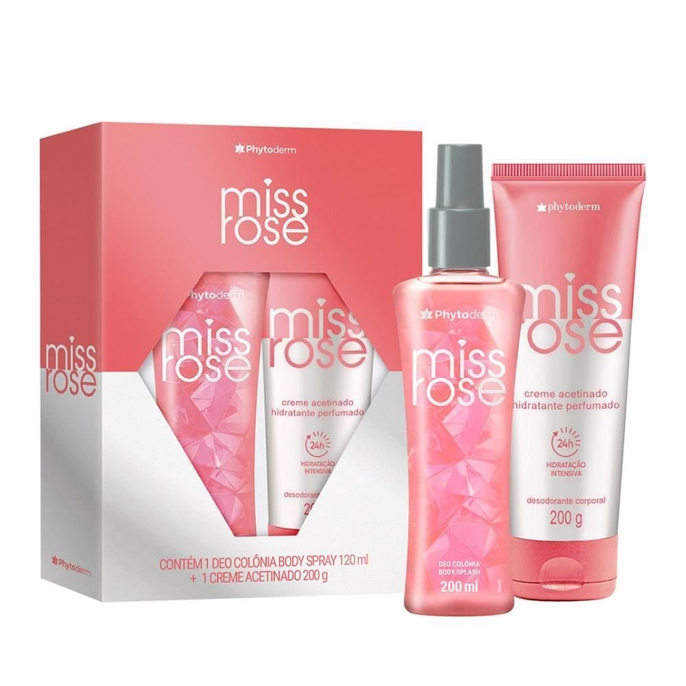 Kit Body Splash E Hidratante Acetinado Miss Rose Phytoderm - Feminino