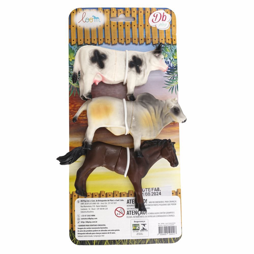 Kit Boi Vaca E Cavalo Loom Colecionáveis Db Play - VB369 
