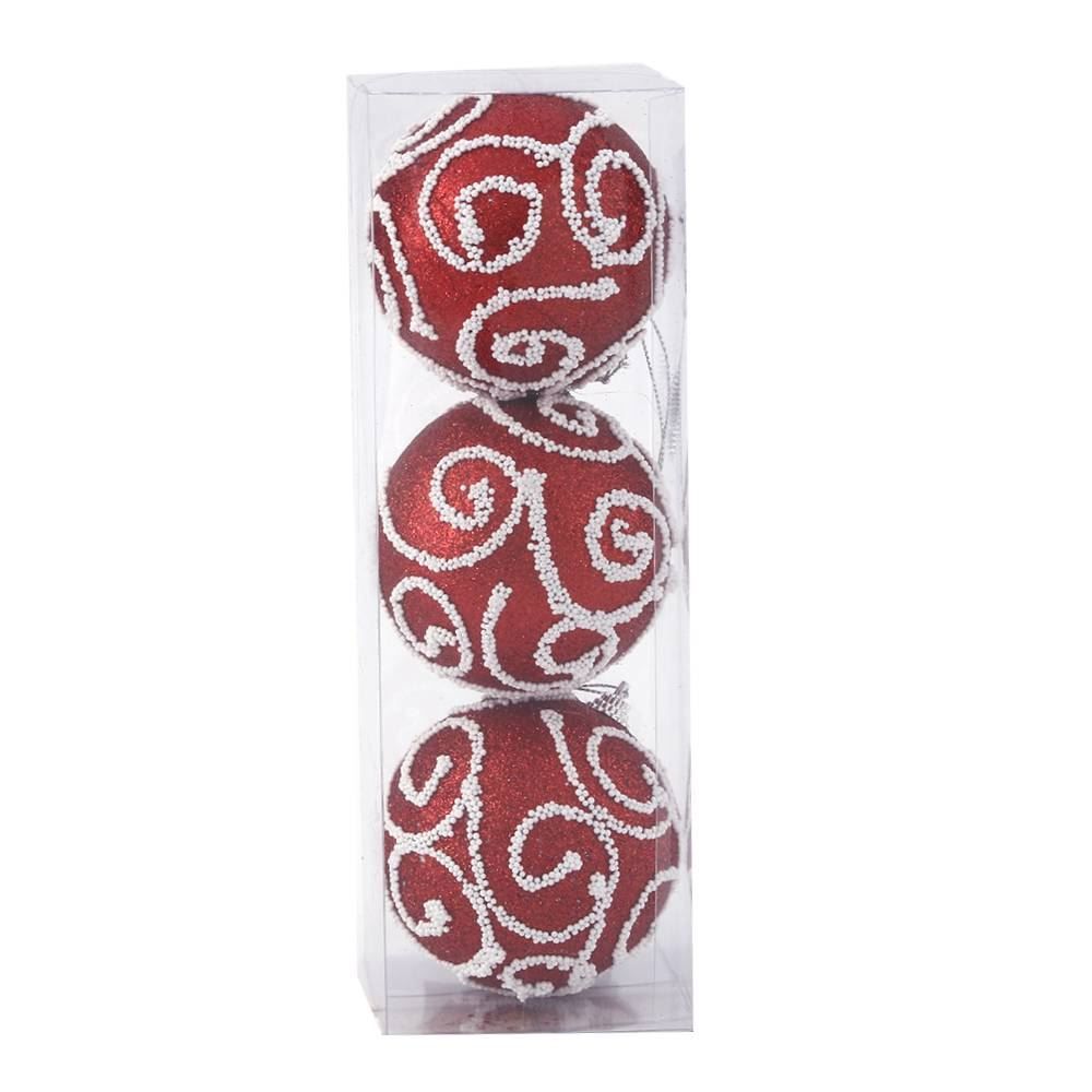 Kit Bolas De Natal Glitter Vermelho E Branco 3 Unidades Havan Casa - ST79647