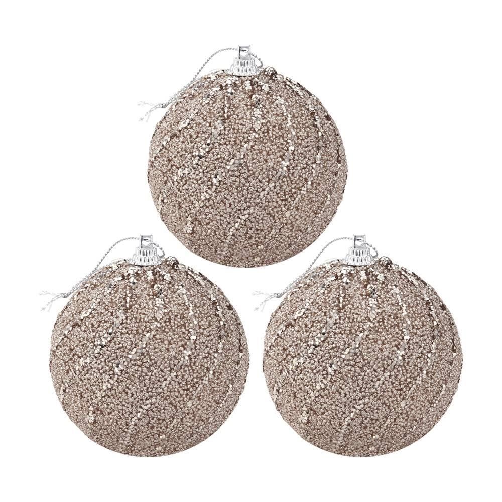 Kit Bolas De Natal Losangos Champanhe Com 3 Unidades Havan Casa - ST79642