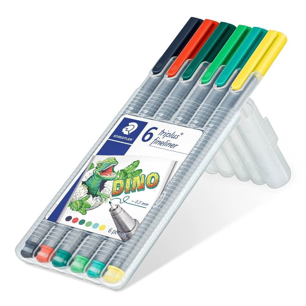 Kit Caneta Fineliner Triplus Dino Staedtler - 6 Peças