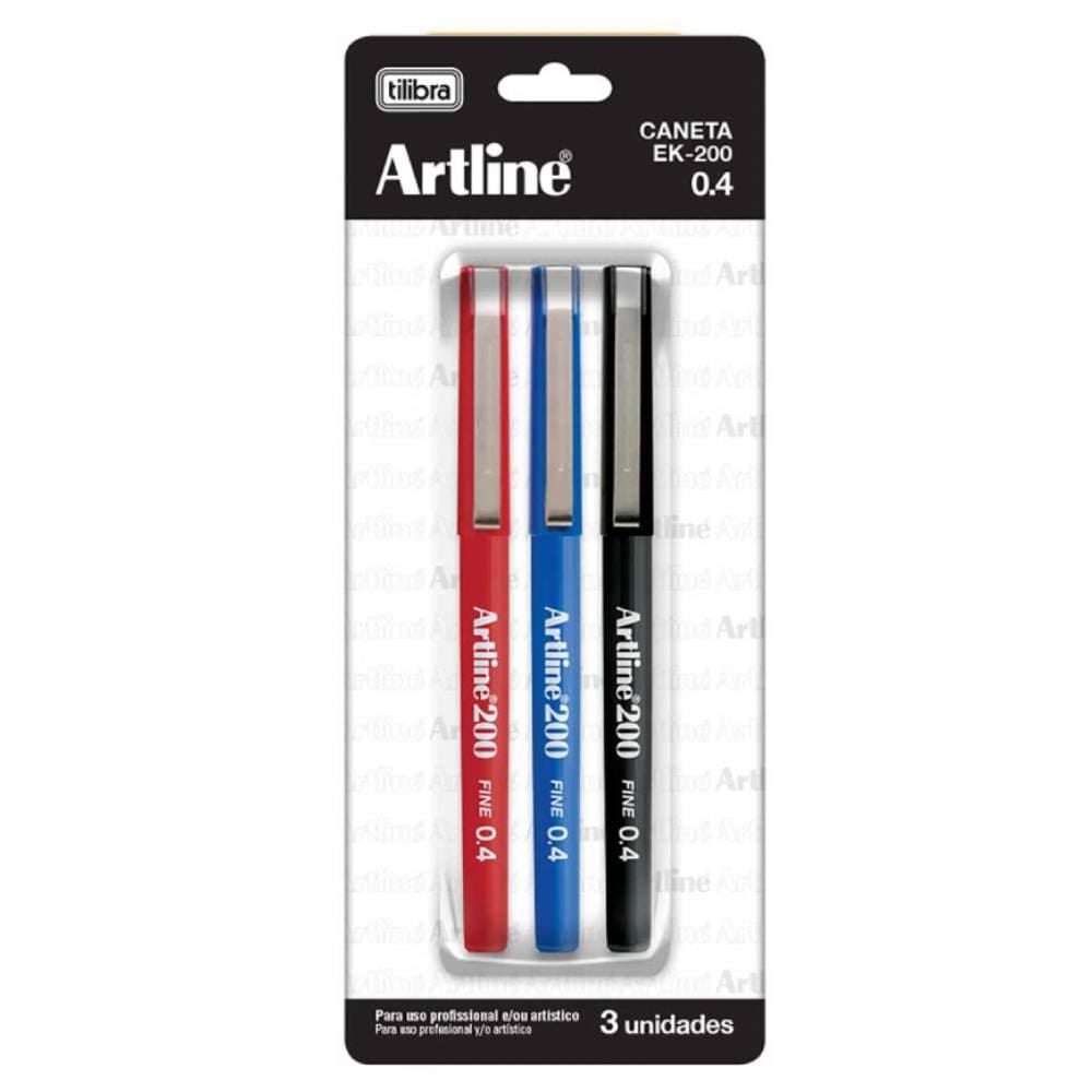 Kit Caneta Hidrográfica Artline 0.4Mm Ek-200 Tilibra - 3 Unidades