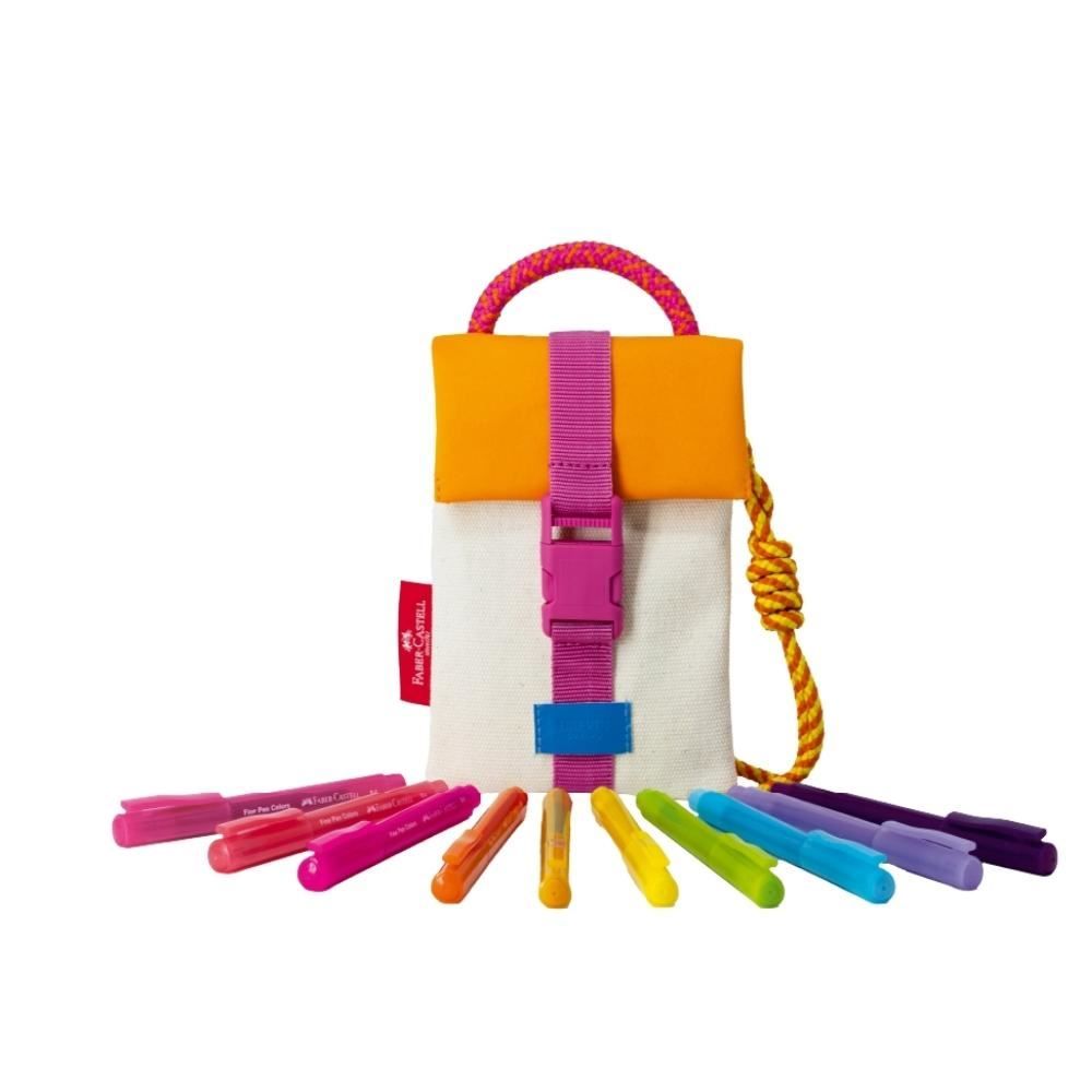 Kit Caneta Ponta Porosa Fina E Bolsa Summer Faber Castell - Colorido