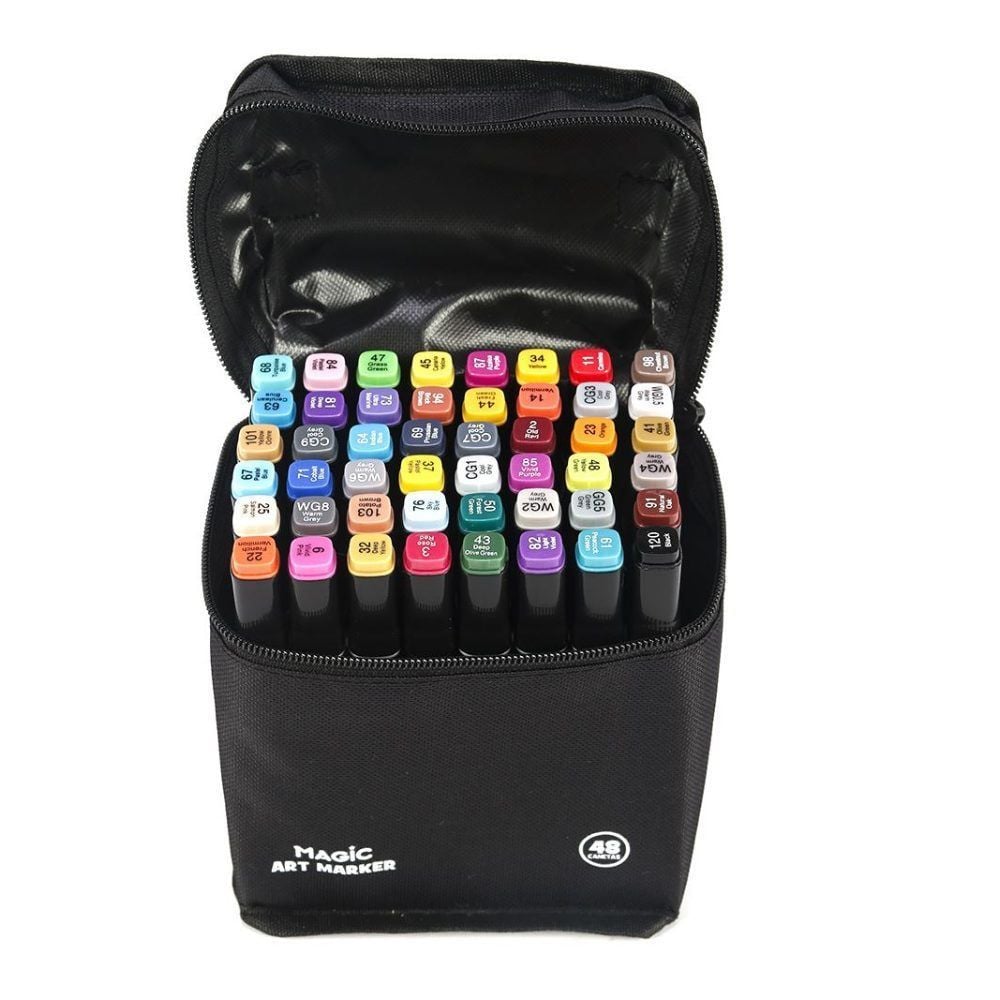 Kit Canetinhas 48 Cores Ponta Dupla Art Maker - Magic Kids