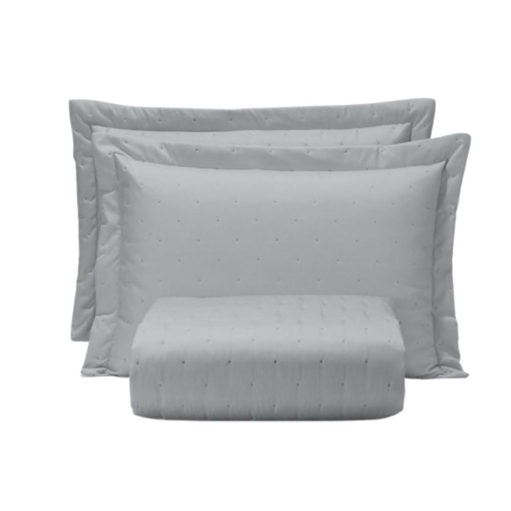 Kit Cobre Leito King Toque de Algodão Havan Casa - Cinza Gelo