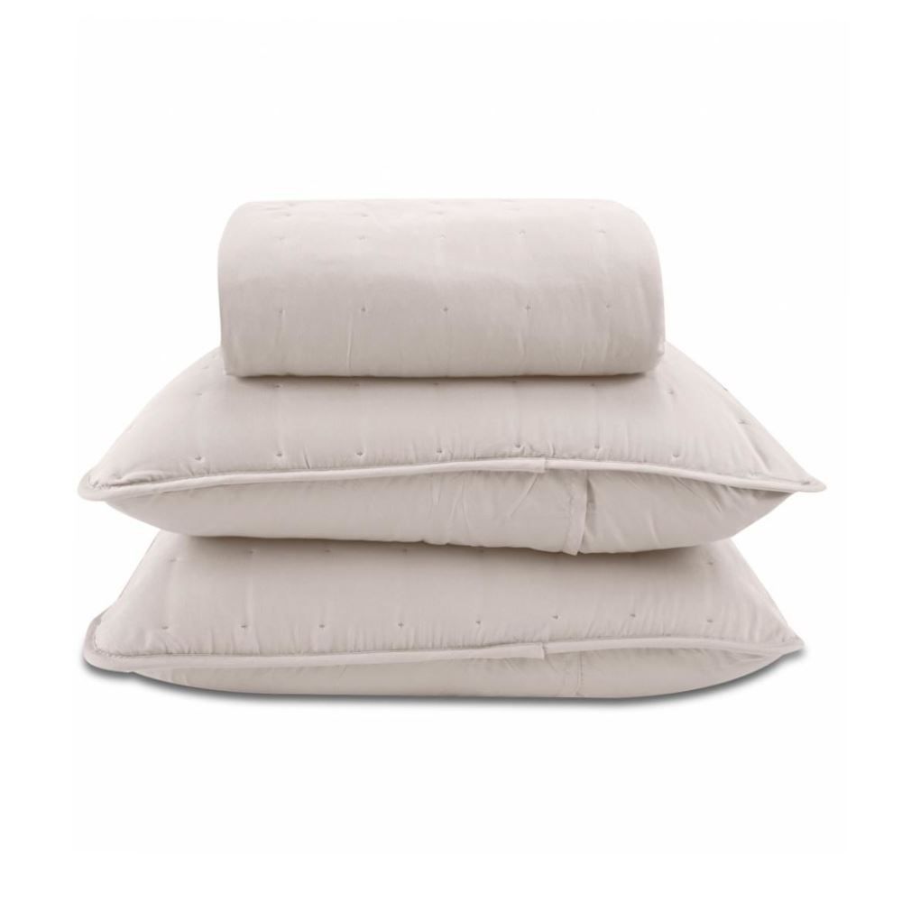 Kit Colcha Casal 100% Poliéster Elegance Havan Casa 3 pçs - Bege
