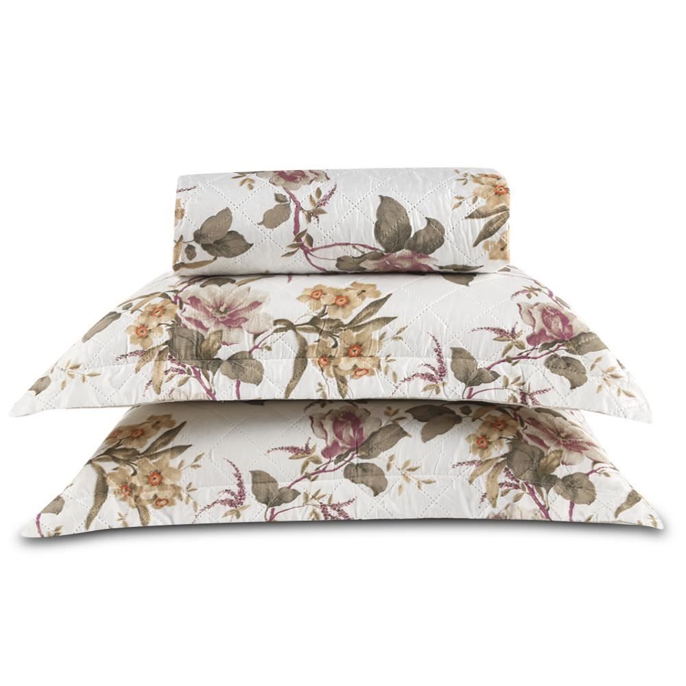 Kit Colcha Casal 100% Poliéster Versalhes Havan Casa 3 Pçs - Augusta Bege Floral