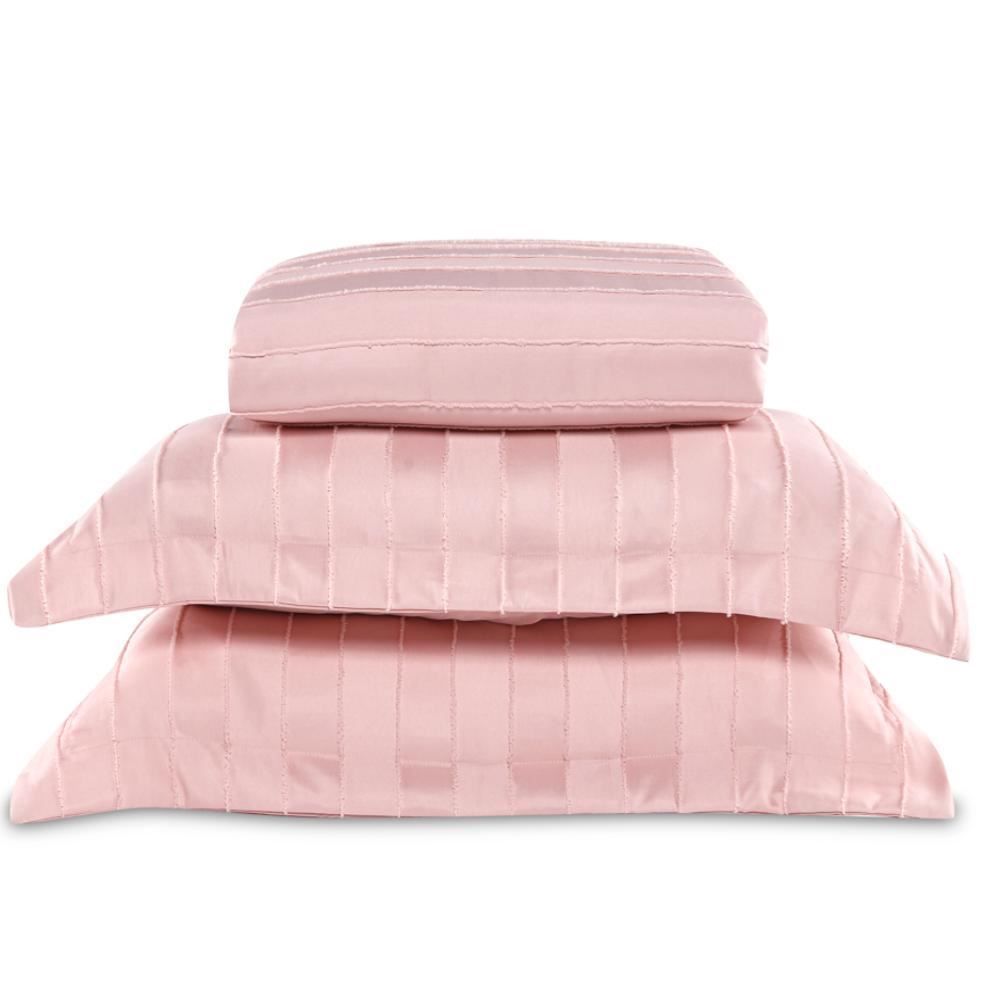 Kit Colcha Casal 100% Poliéster Lisa Premier Havan Casa 3 Pçs - Rosa