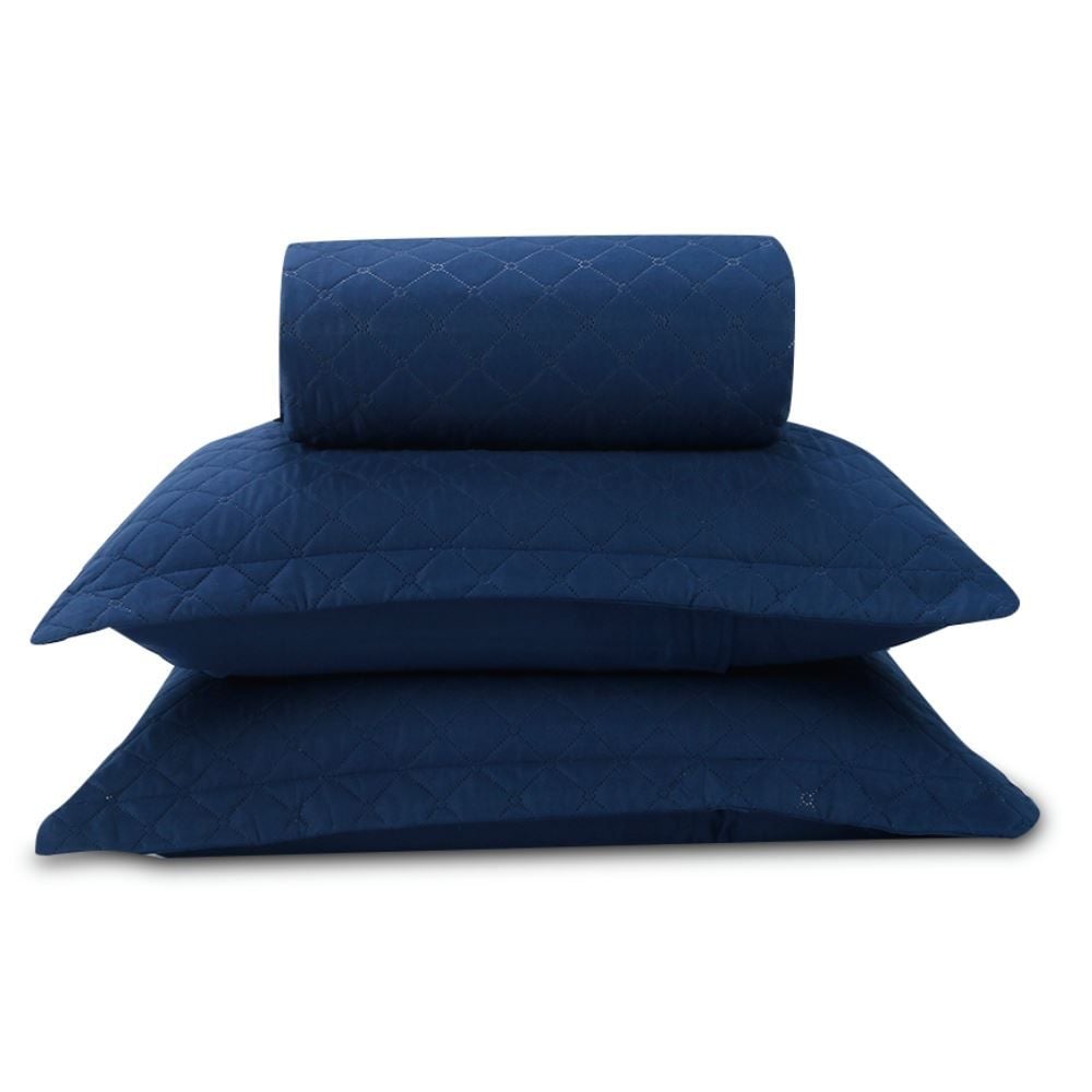 Kit Colcha Casal 100% Poliéster Lisa Versalhes Havan Casa 3 pçs - Midnight Blue