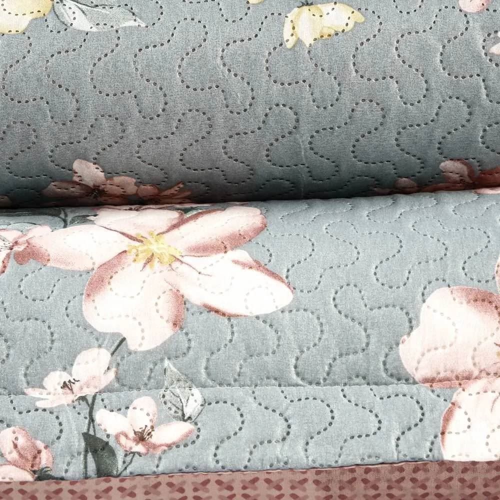 Kit Colcha Casal 100% Poliéster Havan Casa 3 Pçs - Malva Verde Floral