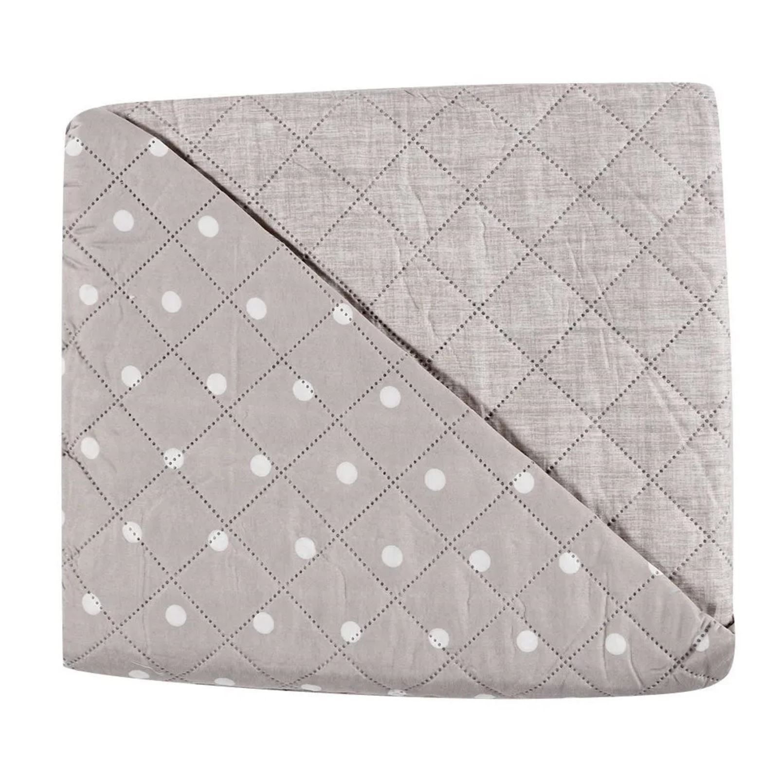 Kit Colcha Casal Dupla Face 150 Fios Versalhes Poá Havan Casa - Bege