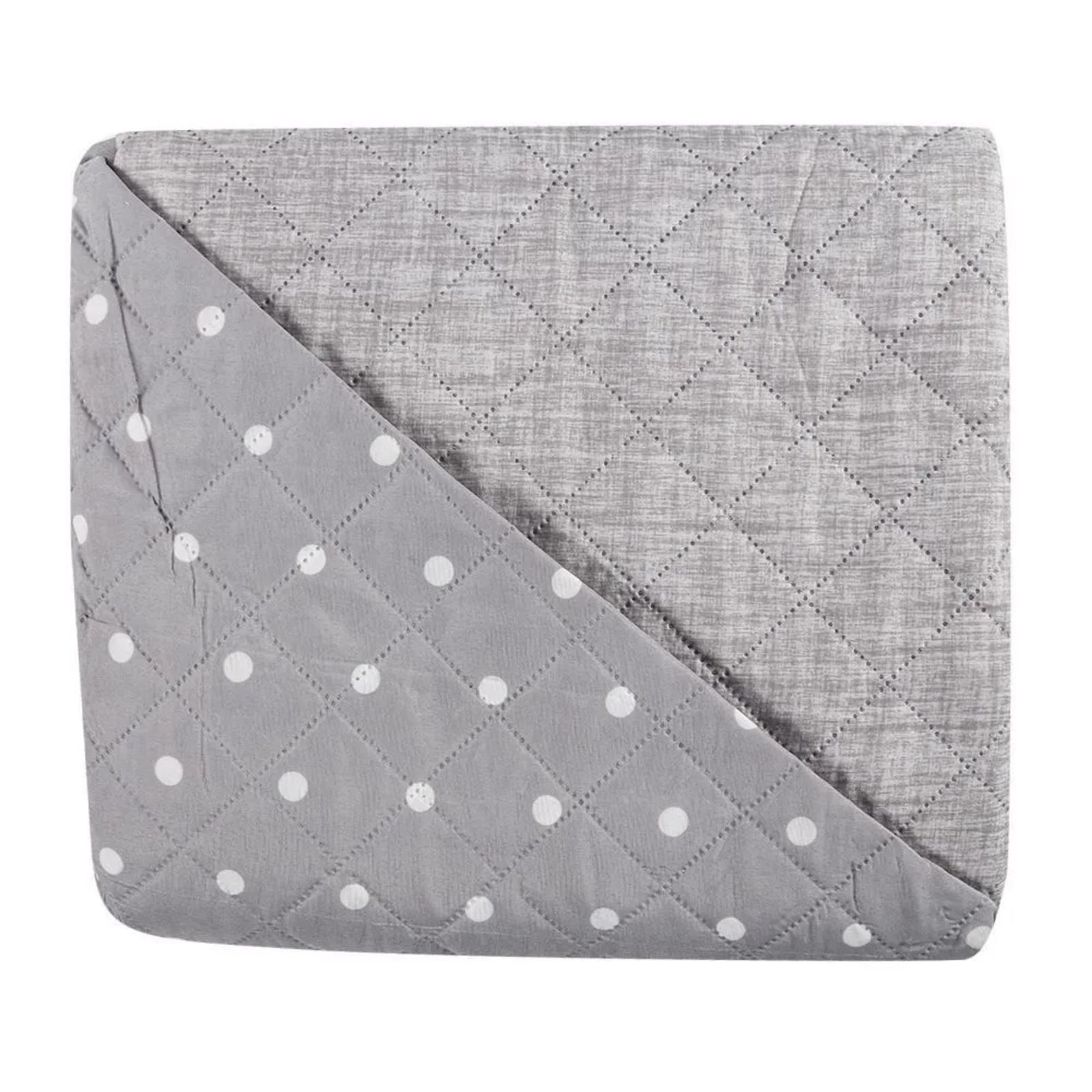 Kit Colcha Casal Dupla Face 150 Fios Versalhes Poá Havan Casa - Cinza Amianto