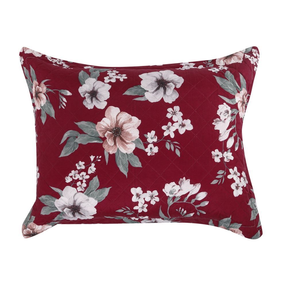 Kit Colcha Casal Estampada Versalhes 3 Peças Havan Casa - Toscana Vinho Floral