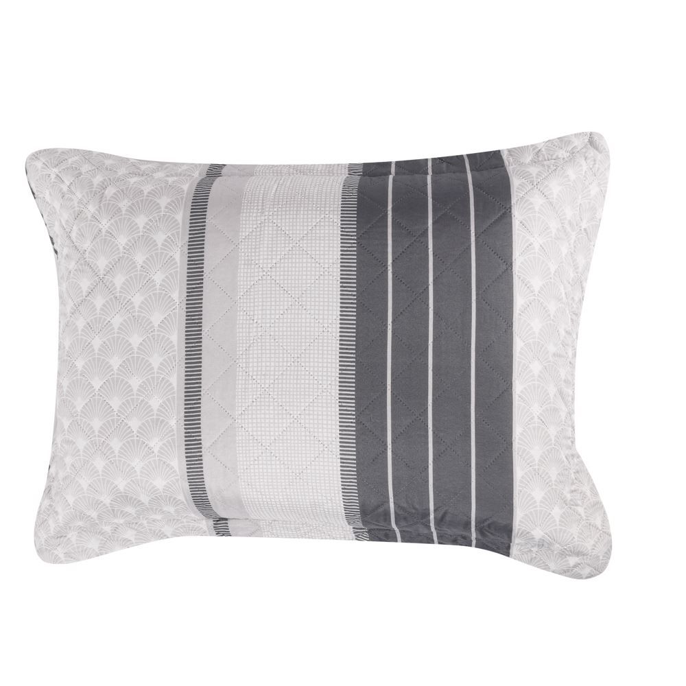 Kit Colcha Casal Estampada Versalhes 3 Peças Havan Casa - Valencia Cinza Geo 