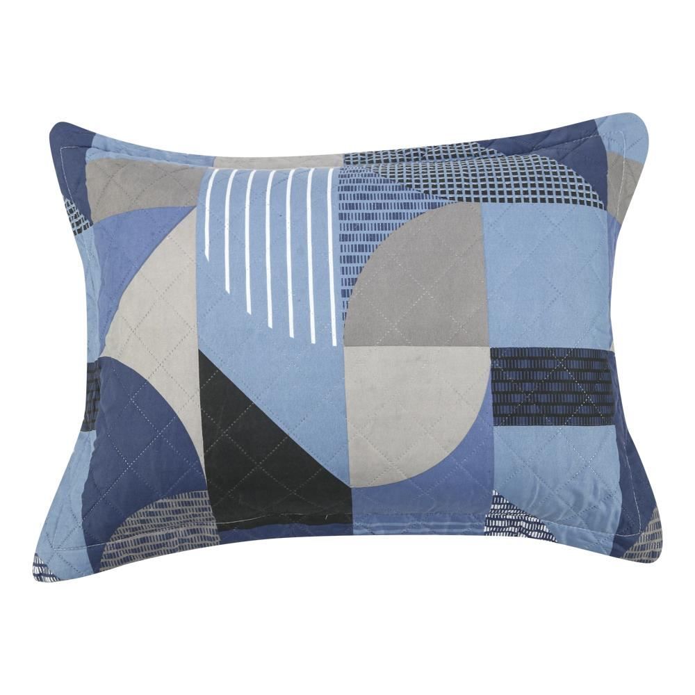 Kit Colcha Casal Estampada Versalhes 3 Peças Havan Casa - Napoles Azul Geo