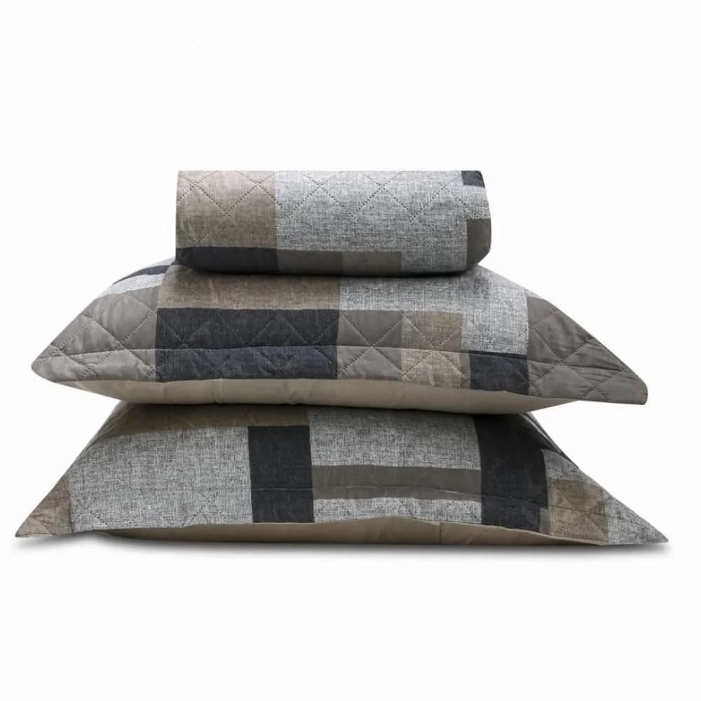 Kit Colcha Casal Estampada Versalhes 3 Peças Havan Casa - Milão Bege Geo