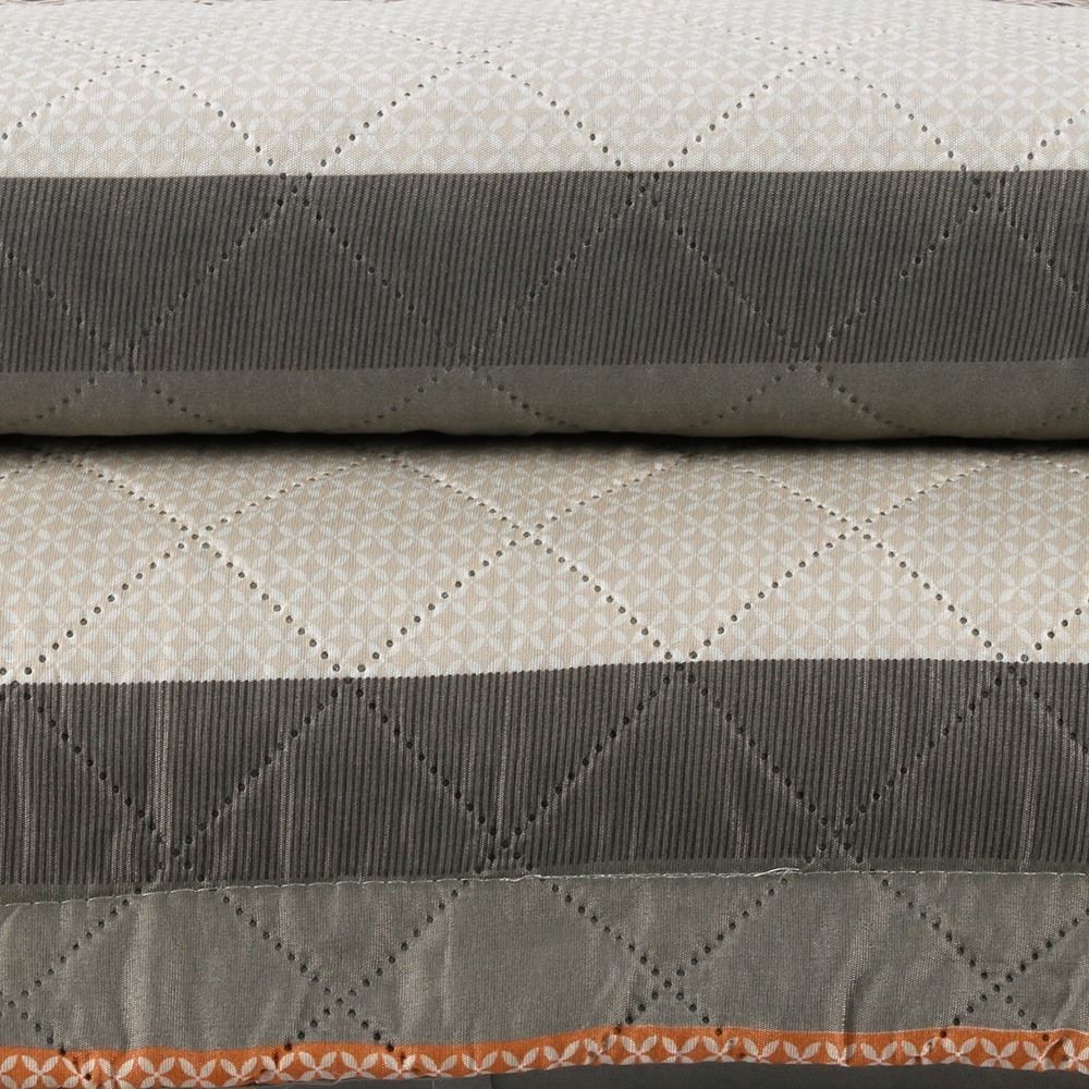 Kit Colcha Casal Estampada Versalhes Havan Casa 3 Peças - Cinza e Bege