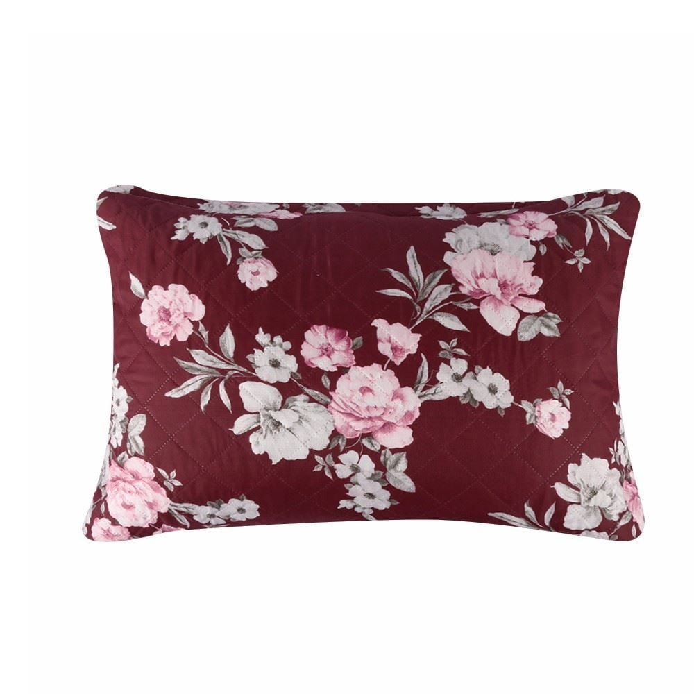 Kit Colcha Casal Estampada Versalhes Havan Casa 3 Peças - Floral Vinho