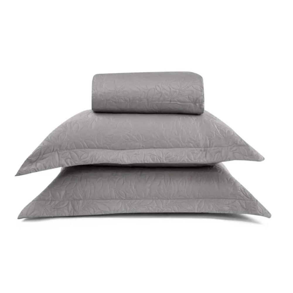 Kit Colcha Casal Lisa Versalhes Havan Casa 3 pçs - Cinza Amianto