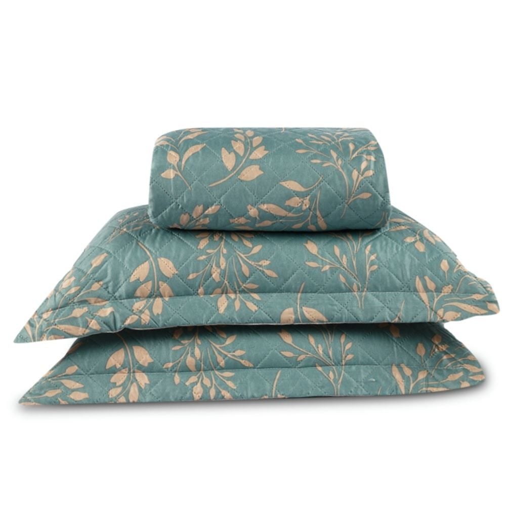 Kit Colcha Casal Versalhes Havan Casa 3 pçs - Folhagens Verde