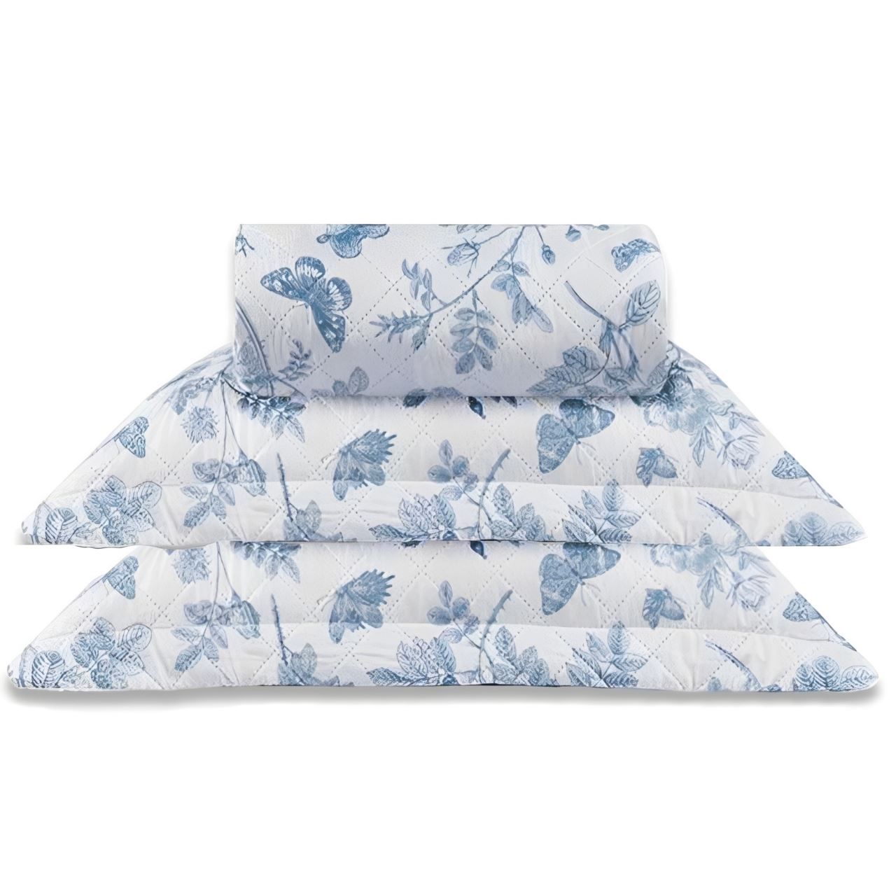 Kit Colcha Casal Versalhes Estampada Havan Casa 3 pçs - Floral Azul