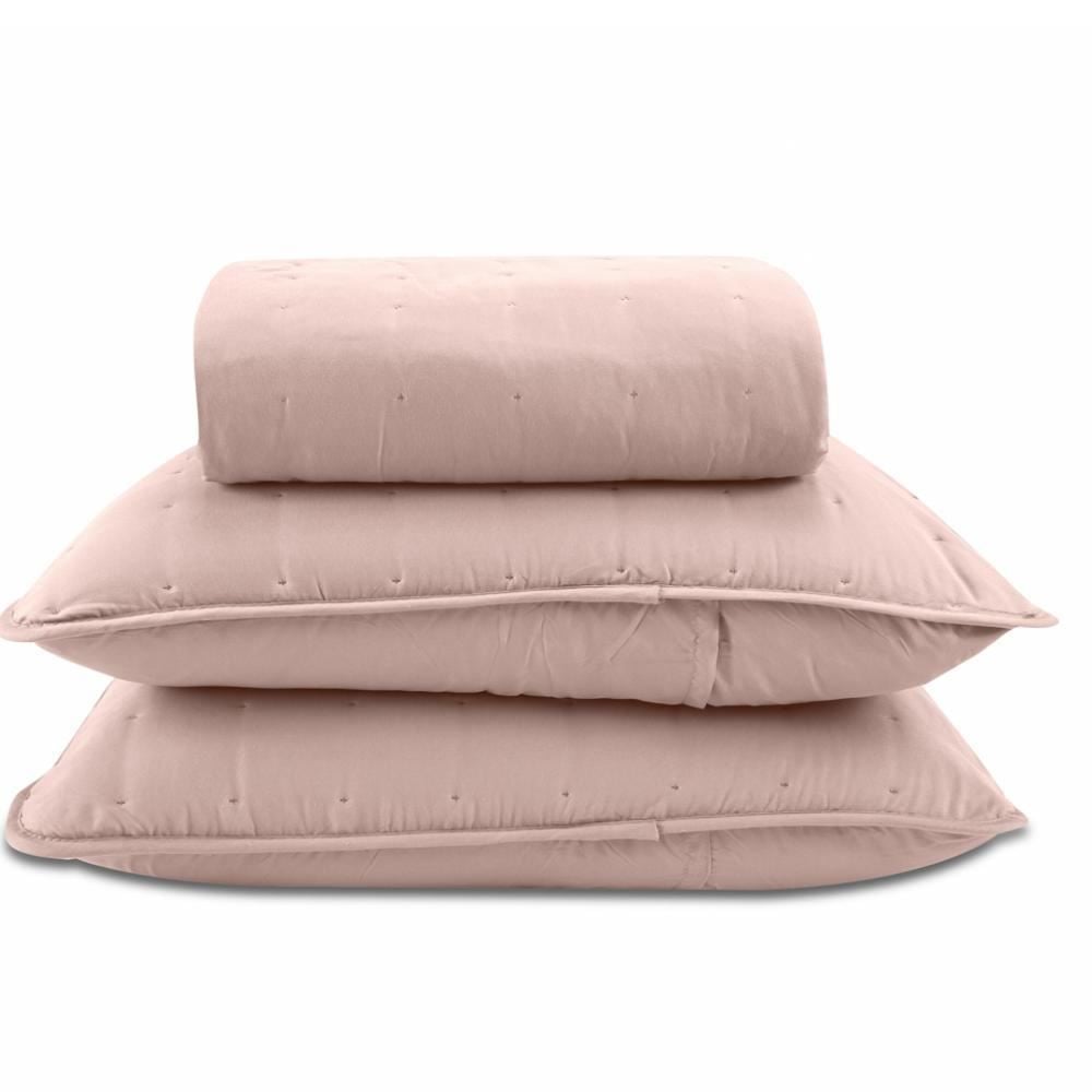Kit Colcha King 100% Poliéster Elegance Lisa Havan Casa 3 Pçs - Rosa
