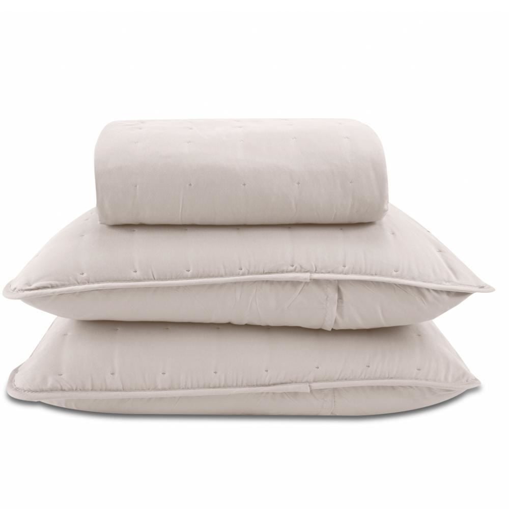 Kit Colcha King 100% Poliéster Elegance Lisa Havan Casa 3 Pçs - Bege