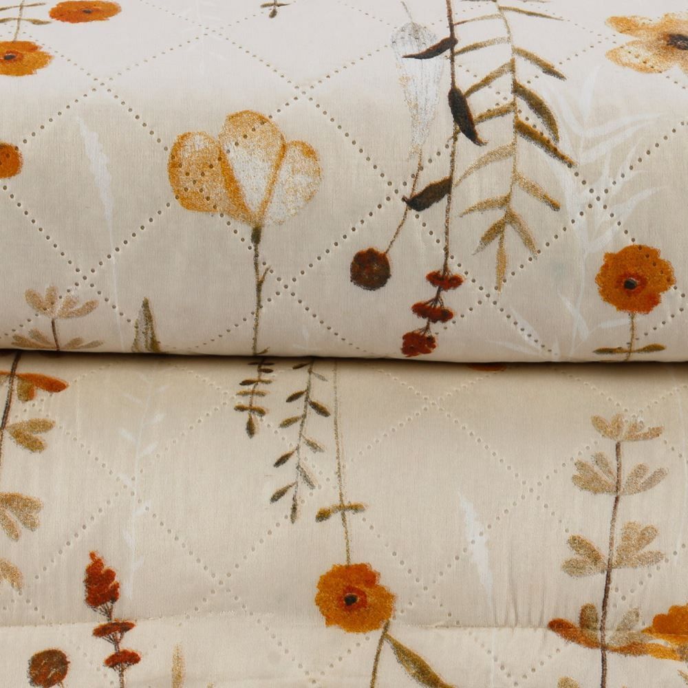 Kit Colcha King Estampada Versalhes Havan Casa 3 pçs - Floral Bege