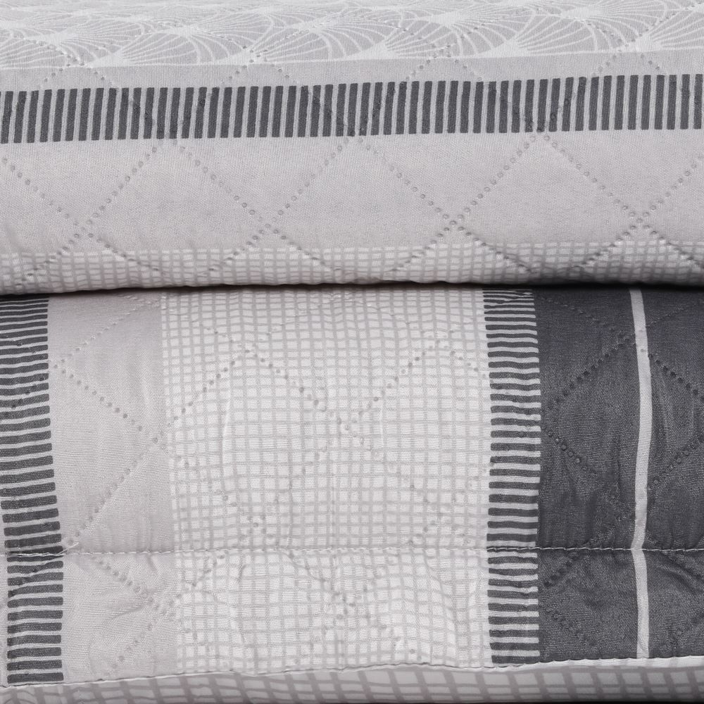 Kit Colcha King Estampada Versalhes 3 Peças Havan Casa - Valencia Cinza Geo 