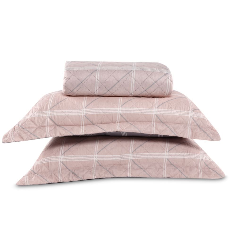 Kit Colcha King Estampada Versalhes 3 Peças Havan Casa - Toledo Rosa Geo