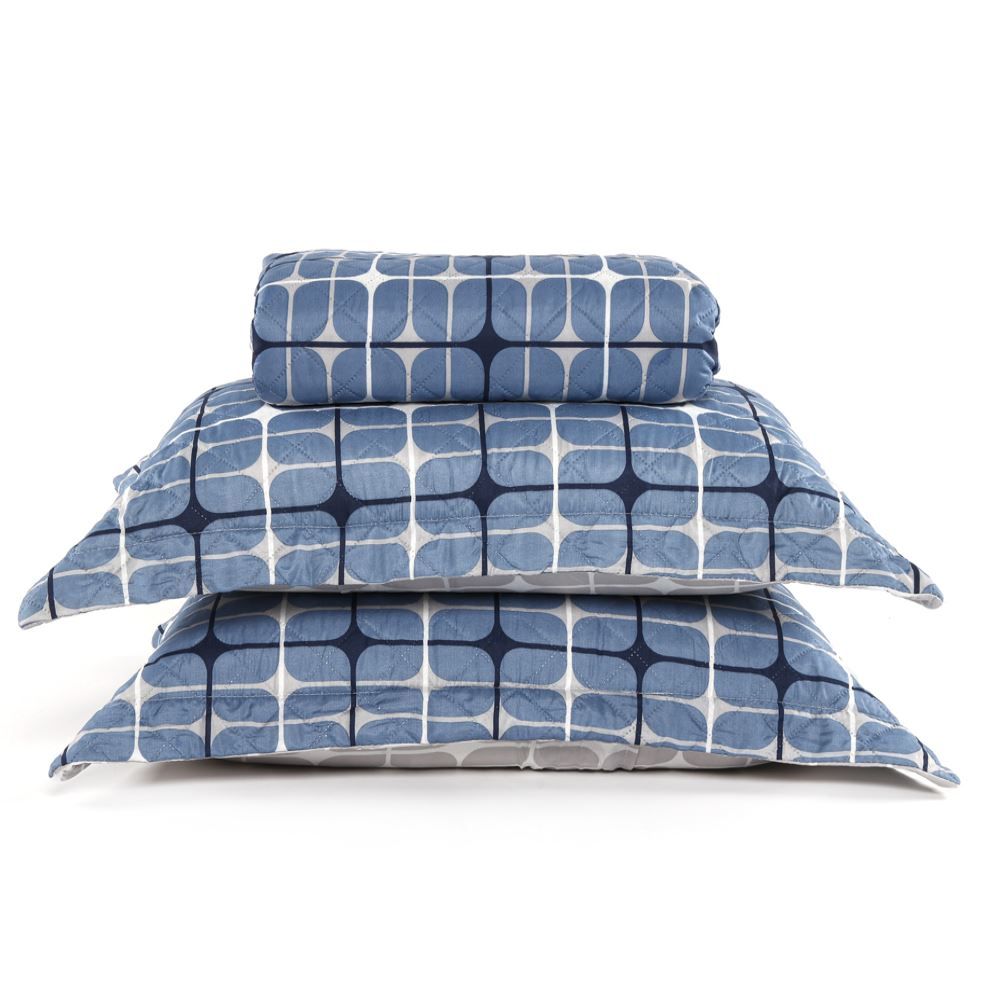 Kit Colcha King Estampada Versalhes 3 Peças Havan Casa - Sevilha Azul Geo