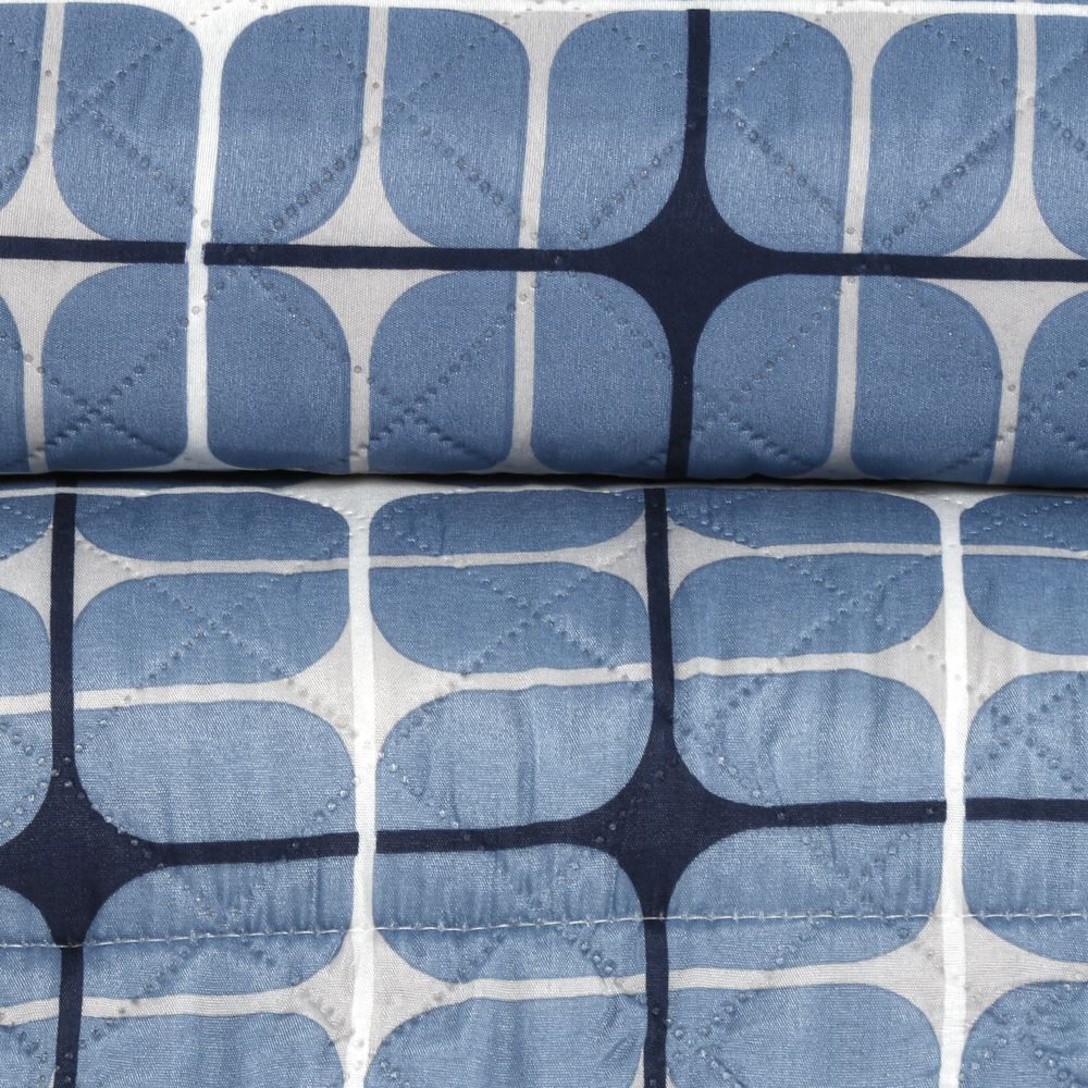 Kit Colcha King Estampada Versalhes 3 Peças Havan Casa - Sevilha Azul Geo