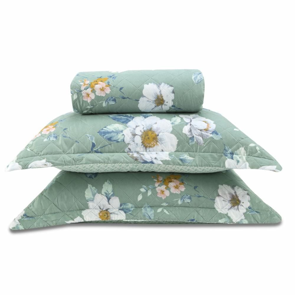 Kit Colcha King Estampada Versalhes 3 Peças Havan Casa - Genova Verde Floral