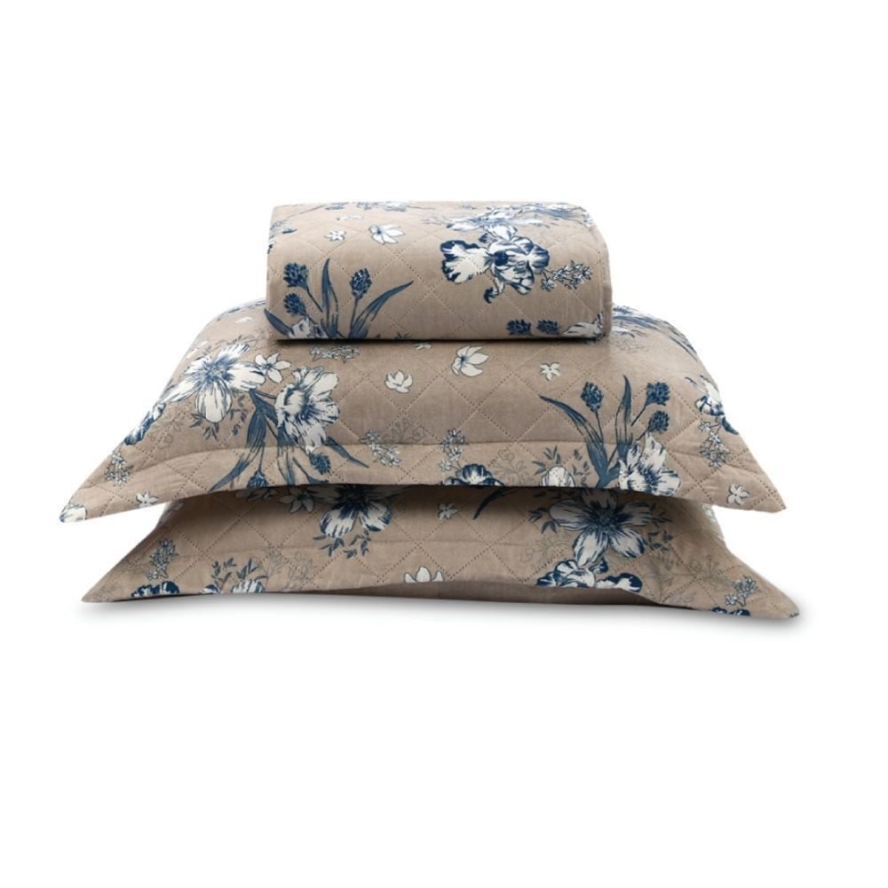 Kit Colcha King Estampada Versalhes Havan Casa 3 pçs - Azul Linho