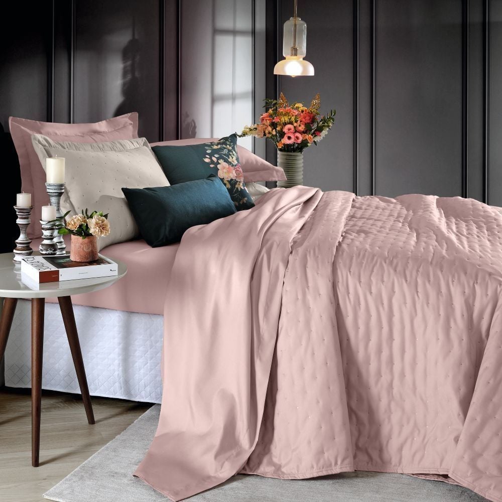 Kit Colcha King Requinte 3 Peças Havan Casa - Rosa Tule