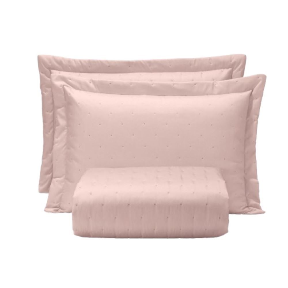 Kit Colcha King Requinte Havan Casa - Rosa Tule
