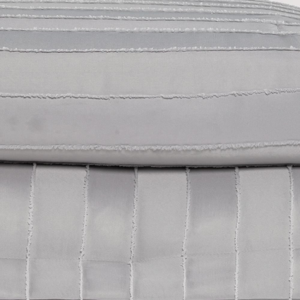 Kit Colcha Queen 100% Poliéster Lisa Premier Havan Casa 3 Pçs - Cinza