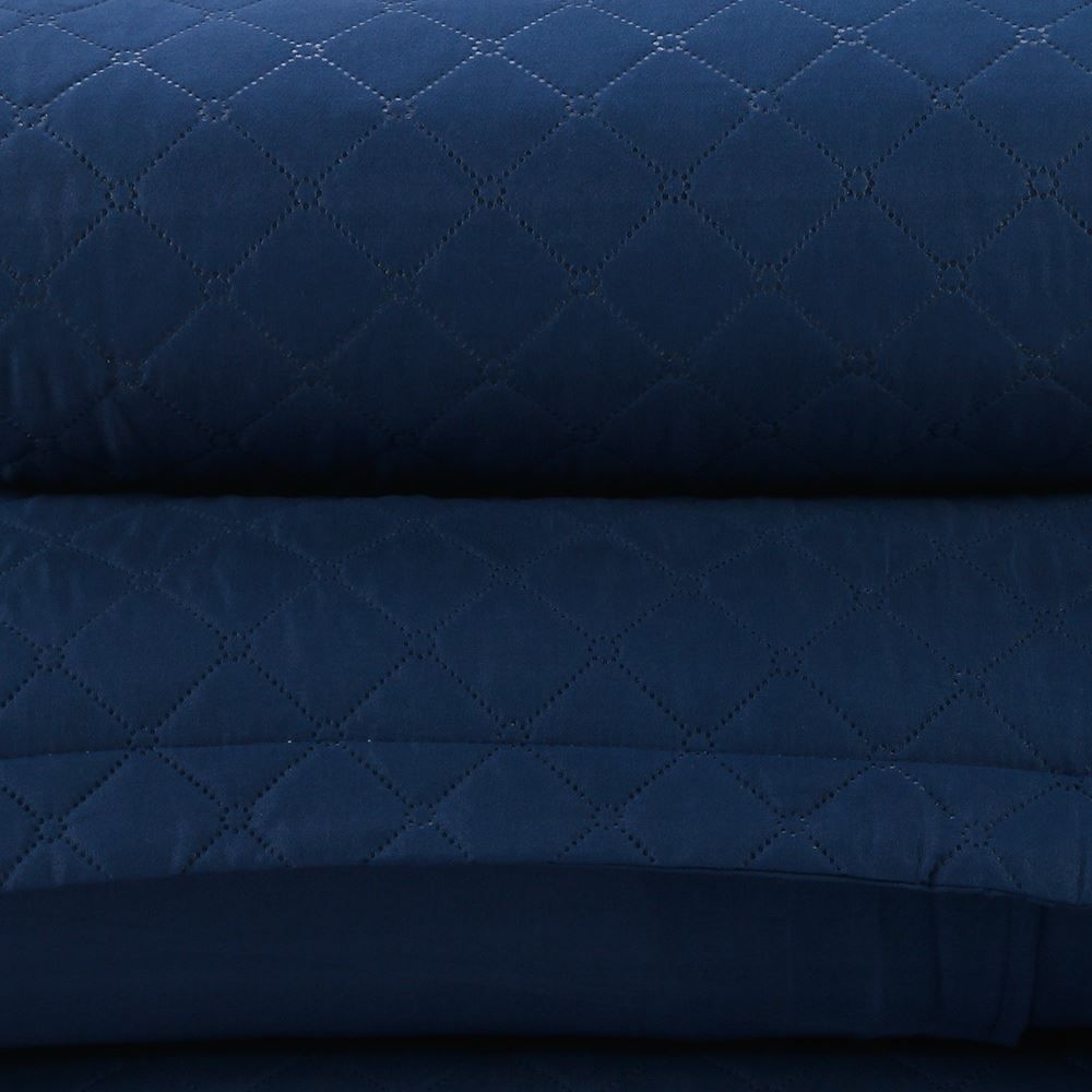 Kit Colcha Queen 100% Poliéster Lisa Versalhes Havan Casa 3 pçs - Midnight Blue