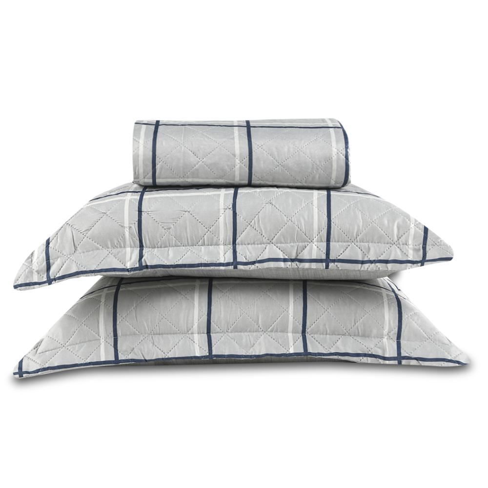 Kit Colcha Queen 100% Poliéster Versalhes Havan Casa 3 Pçs - Henry Cinza Geo