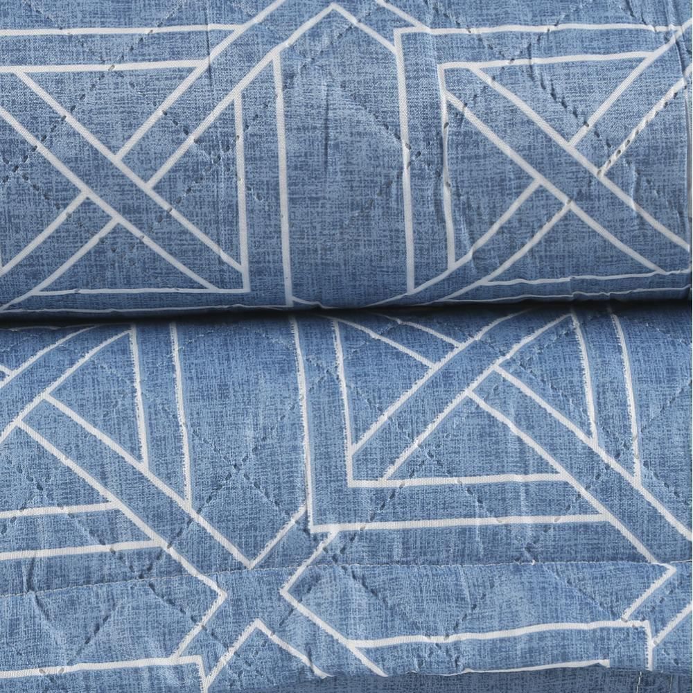 Kit Colcha Queen 100% Poliéster Versalhes Havan Casa 3 Pçs - Colin Azul Geo