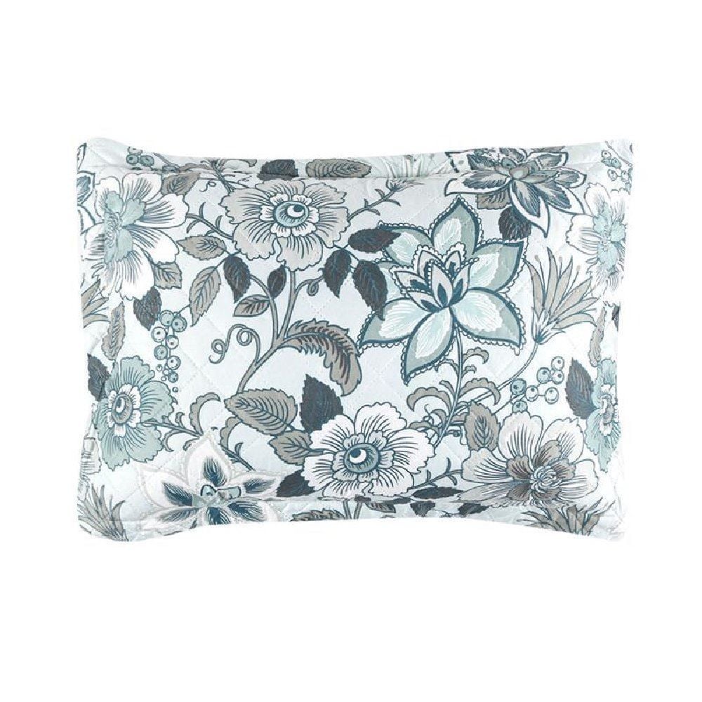 Kit Colcha Queen 100% Poliéster Versalhes Havan Casa 3 Pçs - Siena Cinza Floral