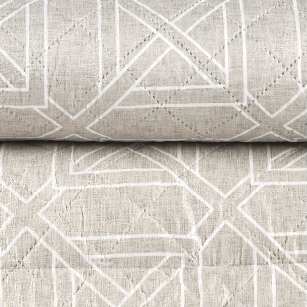 Kit Colcha Queen 100% Poliéster Versalhes Havan Casa 3 Pçs - Colin Bege Geo