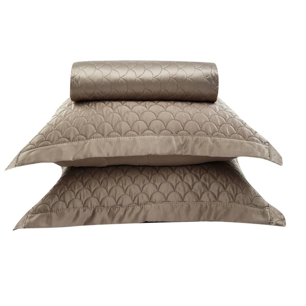 Kit Colcha Queen 100% Poliéster Havan Casa 3 Pçs - Taupe