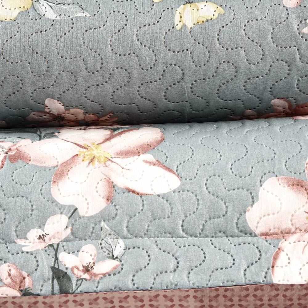 Kit Colcha Queen Havan Casa 3 Pçs - Malva Verde Floral